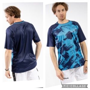 NEW GIVOVA MODELLO ART EMBROIDERED LOGO T-SHIRT TURQUOISE BLUE KEEP MOVING